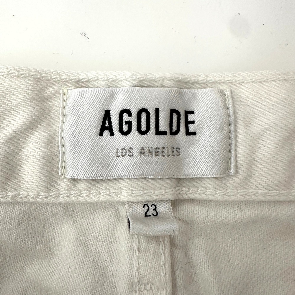 Agolde 90's Crop Mid Rise Straight Jeans Fortune Cookie White A173C-1183 - Picture 9 of 14